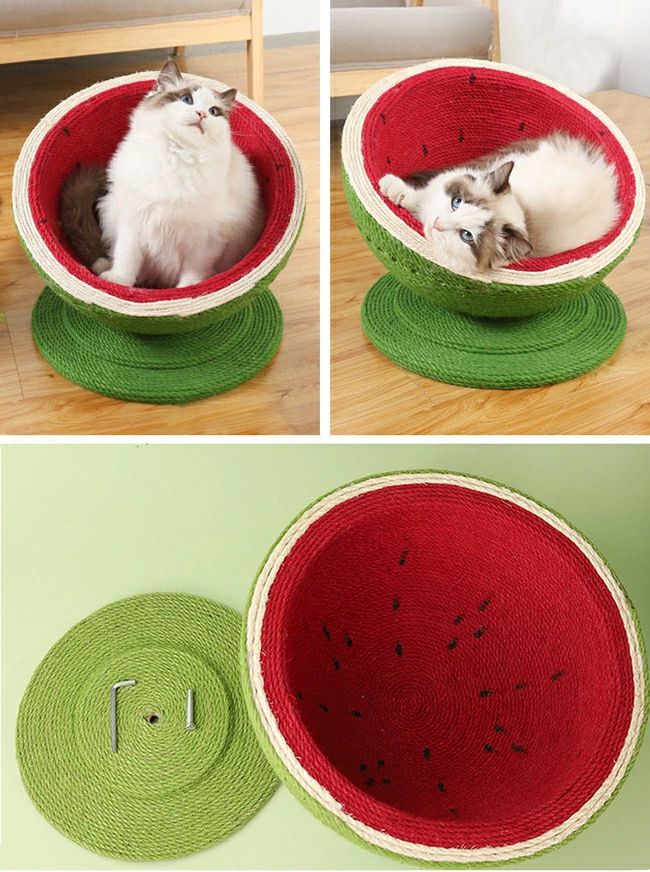 猫 爪とぎ 麻 ポール 可愛い スイカ ねこ つめとぎ 全身 爪研ぎ 猫用 爪磨き 手作...