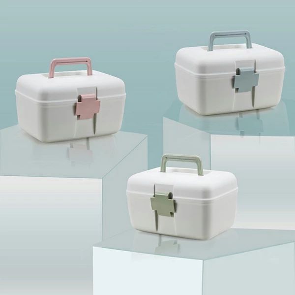 救急箱 薬箱 収納ボックス 応急処置 薬ボックス 家庭用 車載用 アウトドア キャンプ 多機能収納ケース 収納箱 大容量 遮光 携帯便利 薬入れ 小物入れ 整理 手提げ 多機能 仕切り 小物整理ボックス 収納ケース シンプル 軽量 ブルー グレー 3