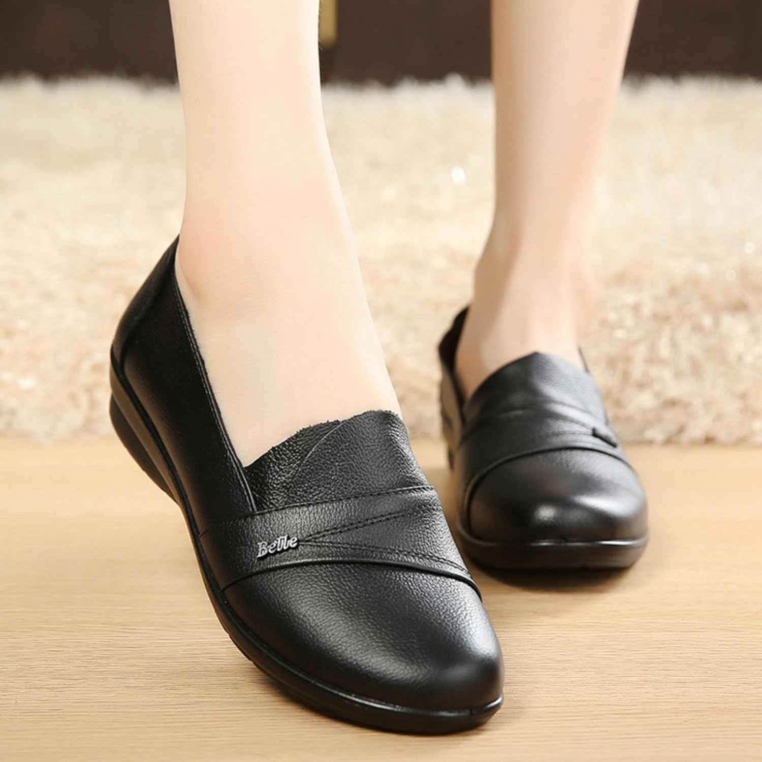 春秋 婦人靴 シニアシューズ 女性用 厚底 無地 柔らか 快適 歩きやすい 疲れない 滑り止め 履きやすい ギフト 誕生日 母の日 敬老の日 介護靴 リハビリシューズ お出かけ 合皮 撥水加工 comsys-r-10091060 Nartooston サンプル画像2