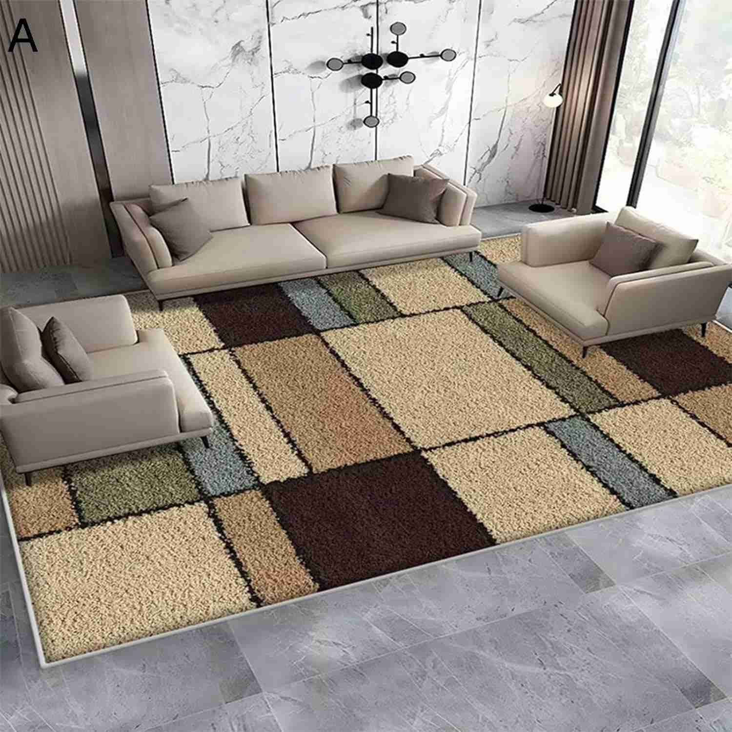 ラグマット カーペット 80x160cm 丸洗い 北欧 幾何学模様 ふわふわ 踏み心地良い 床暖房対応 すべり止め 防ダニ 防臭 抗菌 絨毯 じゅうたん 長方形 インテリア リビング ベッドルーム 四季通用 モダン ブラウ