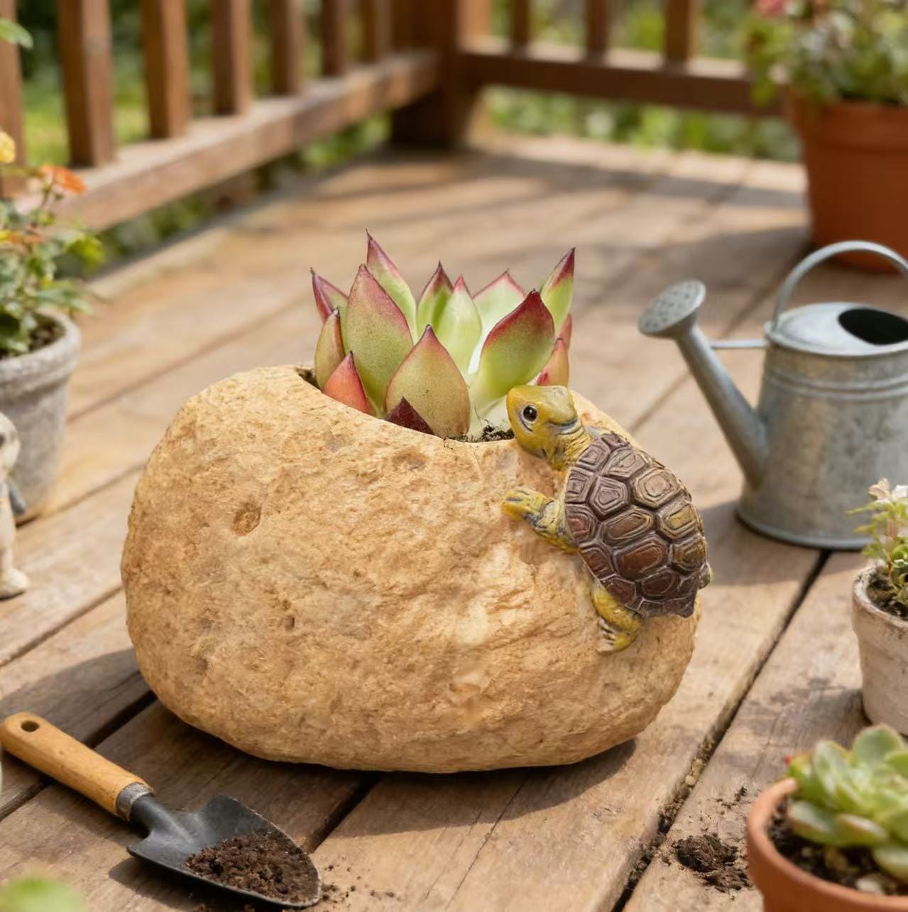 プランター 植木鉢 鉢 多肉植物 観葉植物 鉢植え 動物 カメ 樹脂製 石調 ミニチュ...