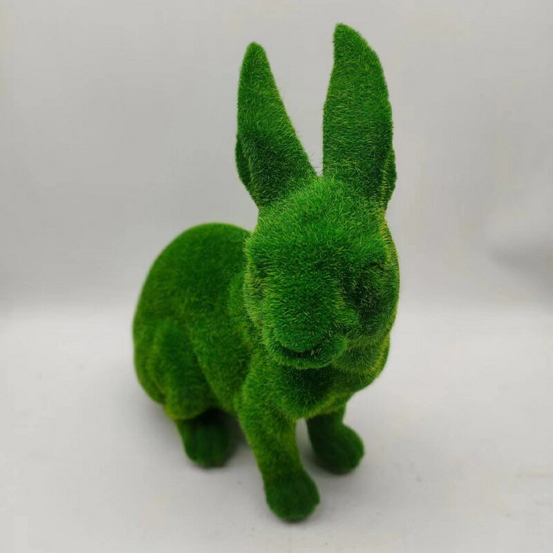 ウサギ 置物 ガーデンオーナメント 植毛 リアル 動物 オブジェ 庭 玄関 ガーデニング 雑貨 樹脂 癒し系 イースター 飾り物 26*11.5*29cm