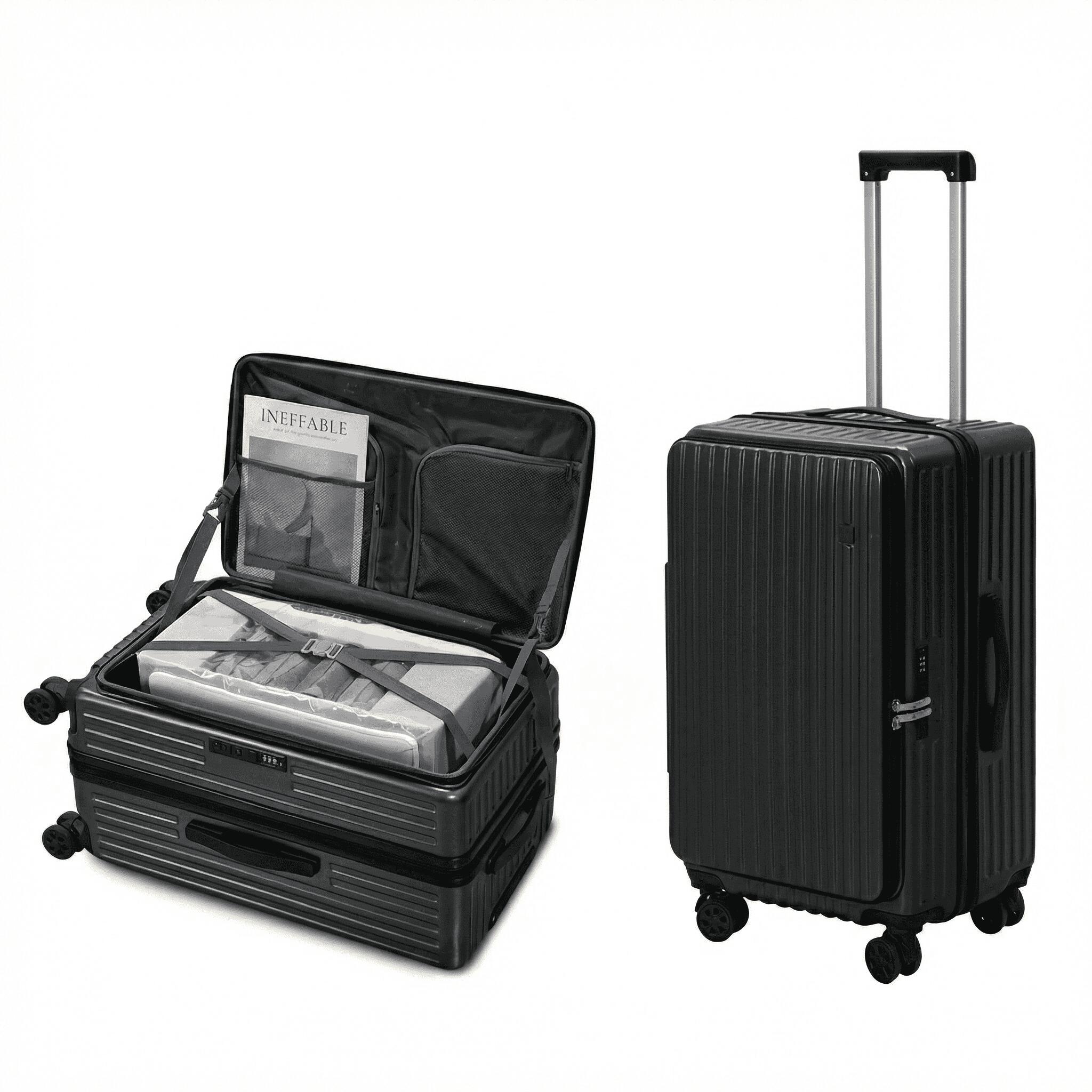 Carry Cases - スーツケース キャリーケース フロントオープン 前開き 拡張機能 止水ファスナー 静音 ダブルキャスター 耐衝撃 頑丈 泊まり 出張 旅行 ビジネス 海外旅行 卒業旅行 軽い 整理整頓 大容量 丈夫