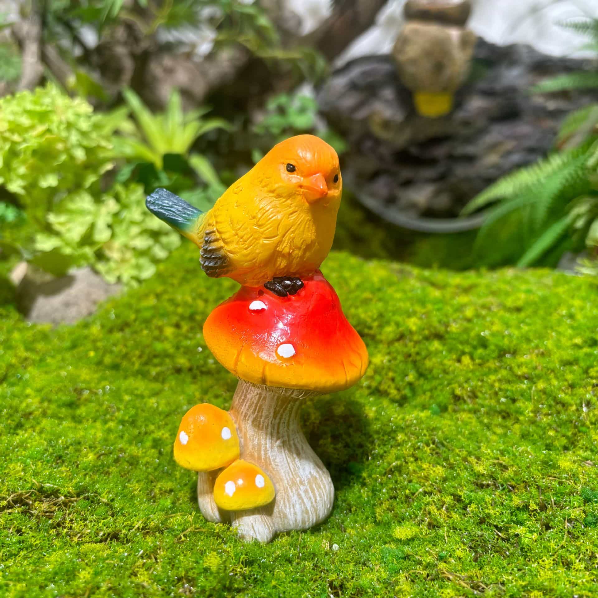 置物 小鳥 きのこ ガーデニング 庭 屋外 園芸 装飾 マイクロランドスケープ 樹脂製...