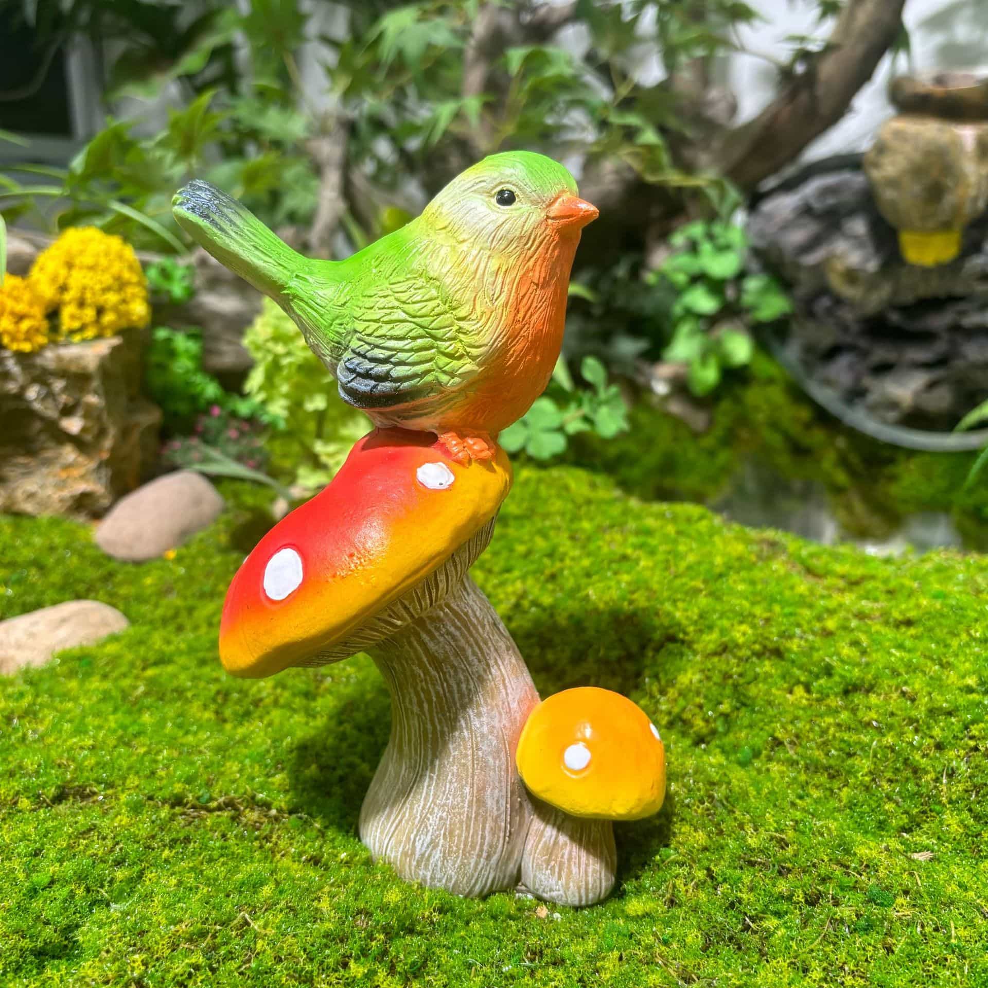 置物 小鳥 きのこ ガーデニング 庭 屋外 園芸 装飾 マイクロランドスケープ 樹脂製...