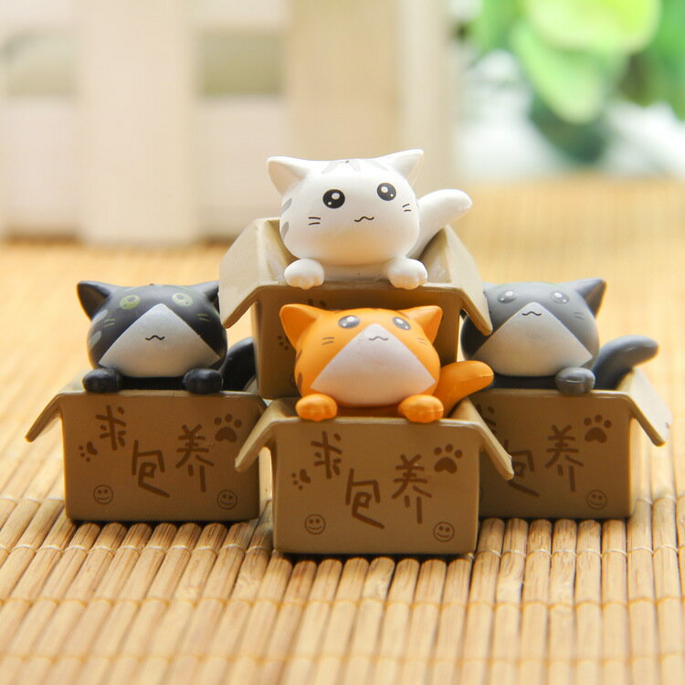 猫 置物 ミニチュア フィギュア ダンボール 癒やし 動物 模型 ガーデニング 盆栽 飾り マイクロ風景 手作り ジオラマ 玄関 デスク 車内 卓上 インテリア 雑貨 小物 里親募集 プレゼント