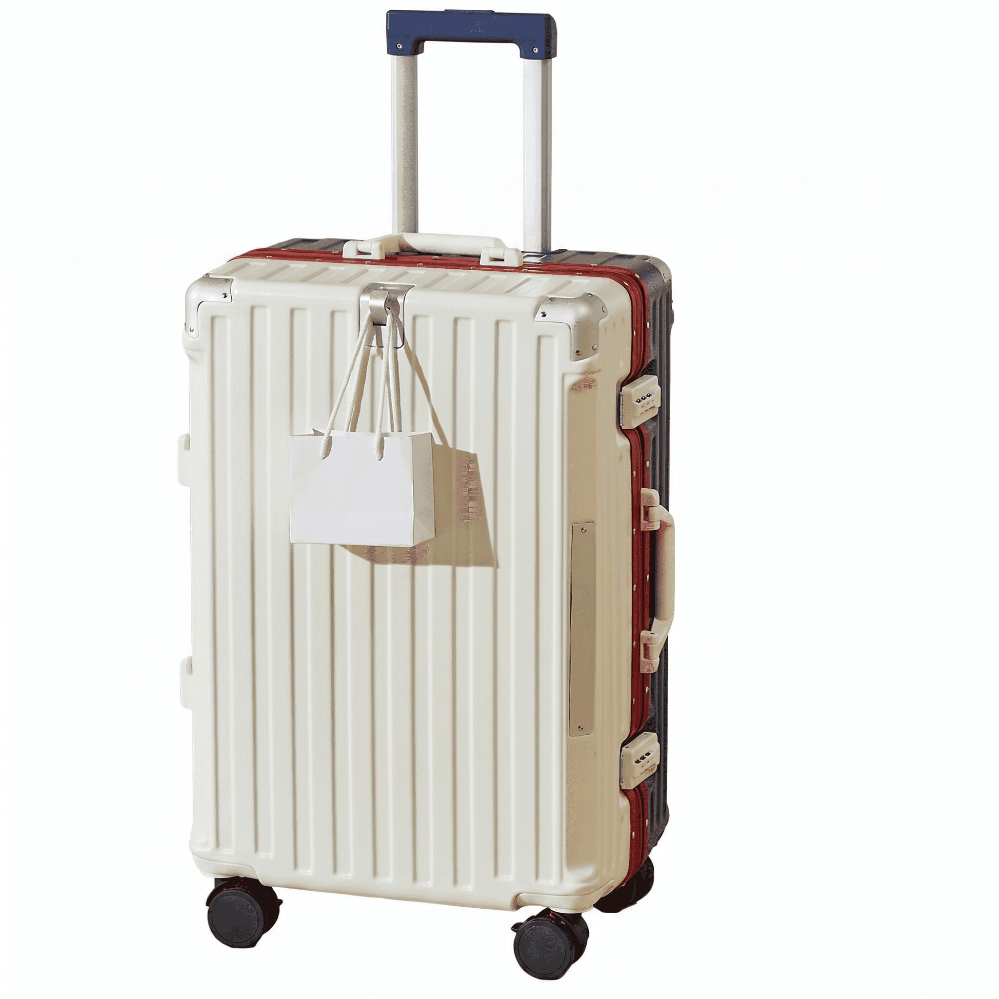 Rakuten - スーツケース キャリーケース アルミフレーム 出張 旅行 留学 耐衝撃 傷防止 TSAロック フック付き 静音 ダブルキャスター キャリーバッグ 大容量 軽量 頑丈 丈夫 ビジネス カジュアル
