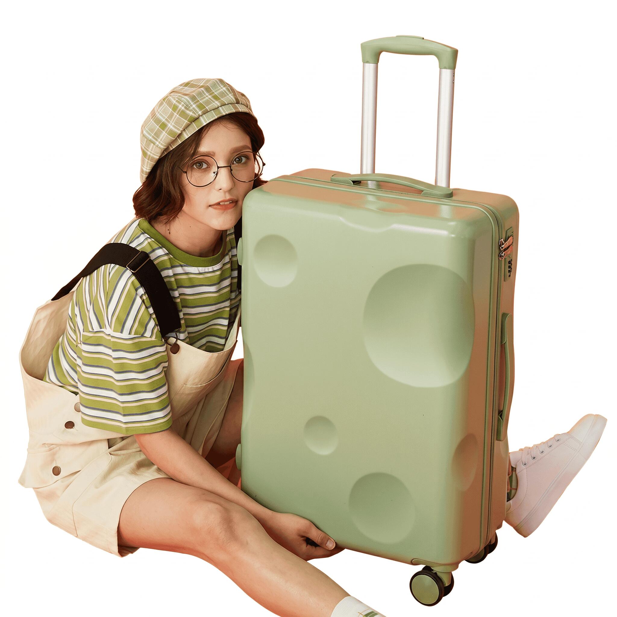 Rakuten - キャリーケース スーツケース レディース 可愛い チーズ 静音 ダブルキャスター 軽量 大容量 鍵付き 旅行バッグ 修学旅行 卒業旅行 国内 海外 出張 女子 おしゃれ 頑丈