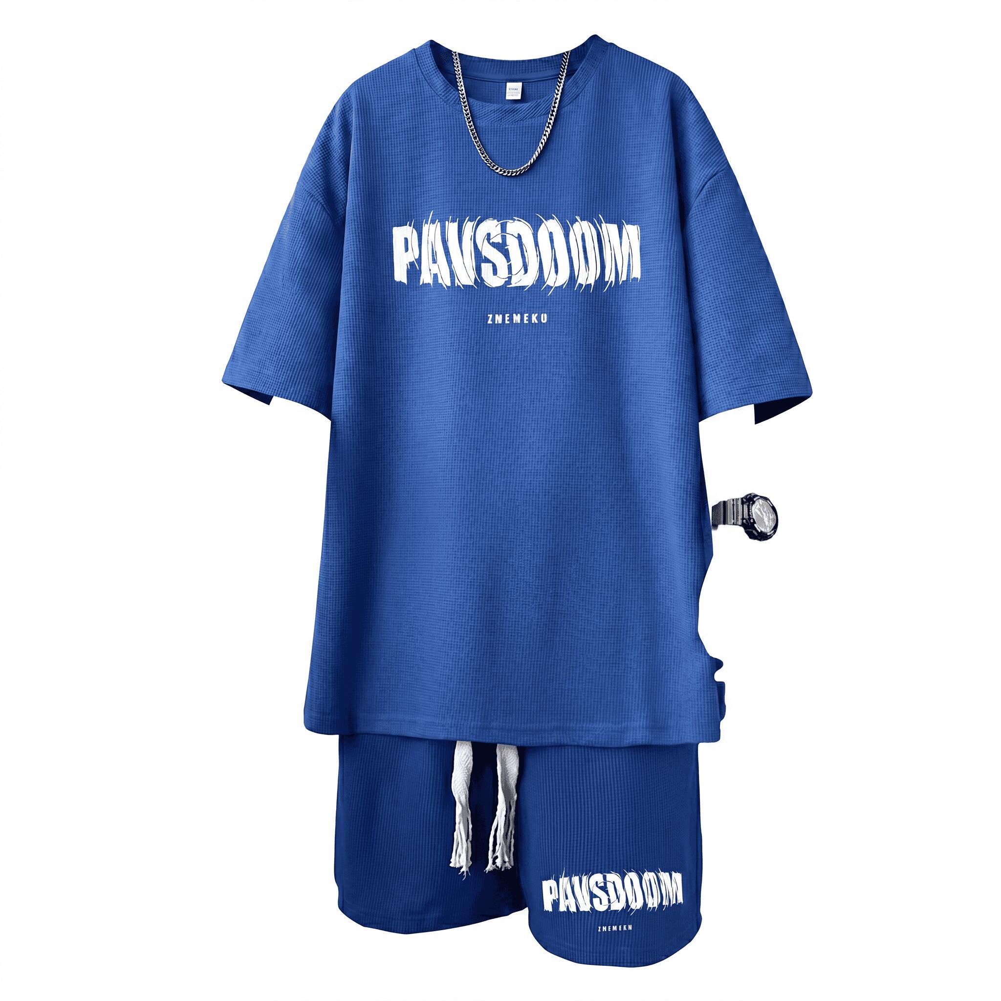 Rakuten - セットアップ メンズ 夏服 上下セット 半袖 Tシャツ ハーフパンツ ゆったり ビッグシルエット ストリート 英字 ワッフル 涼しい 部屋着 カジュアル スポーツ 大きいサイズ 父の日