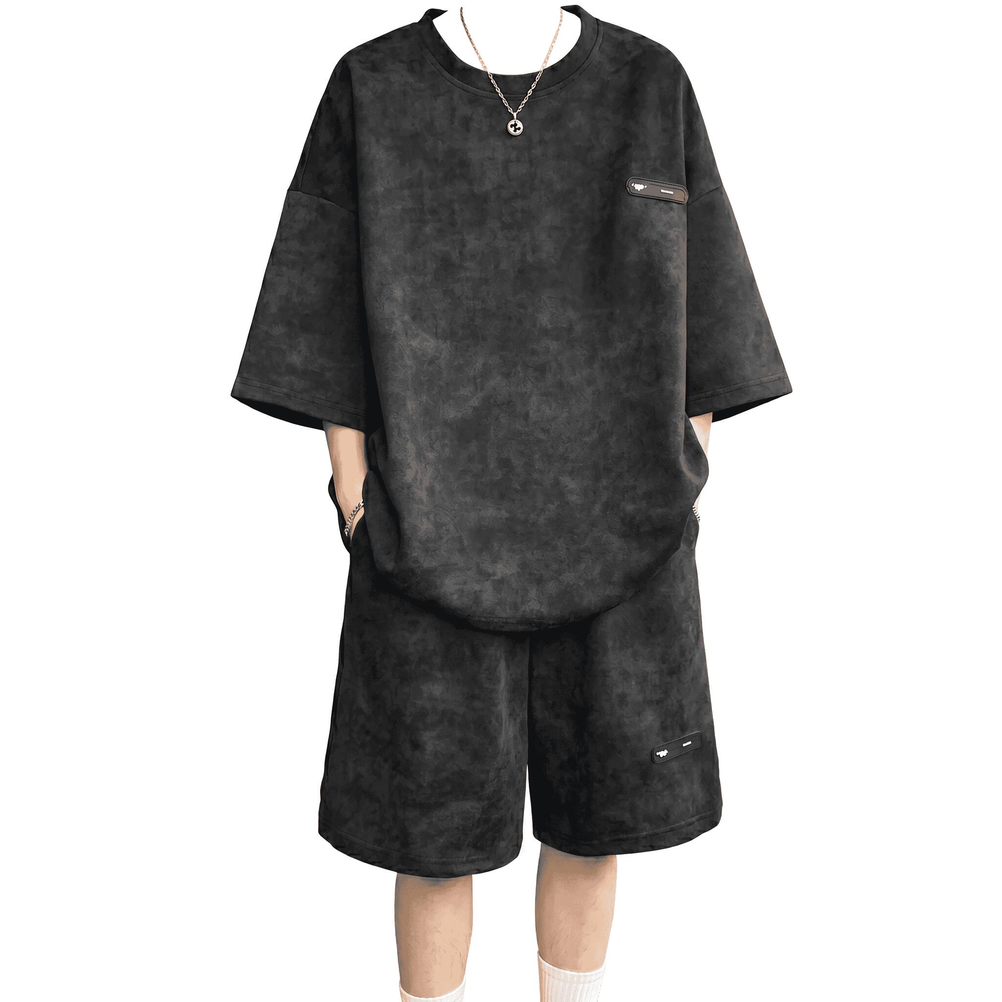 上下セット メンズ 夏服 オーバーサイズ ドロップショルダー ストリート ファッシ...
