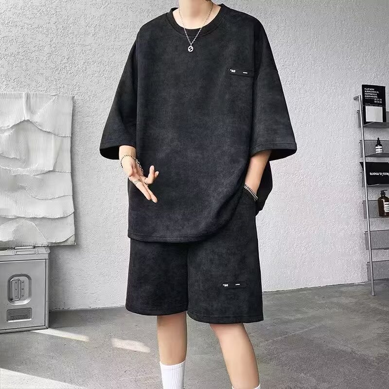 上下セット メンズ 夏服 オーバーサイズ ドロップショルダー ストリート ファッシ...