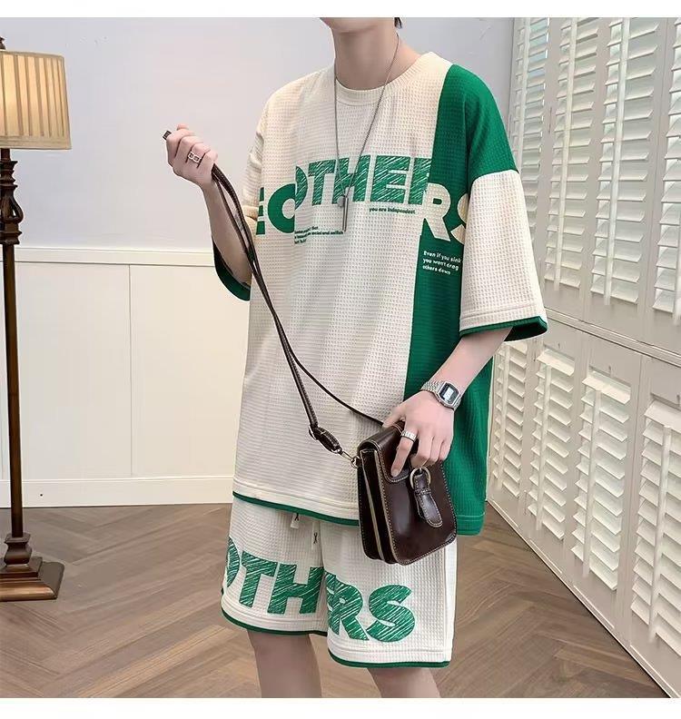 セットアップ メンズ 上下セット Tシャツ ハーフパンツ ワッフル ビッグシルエット...