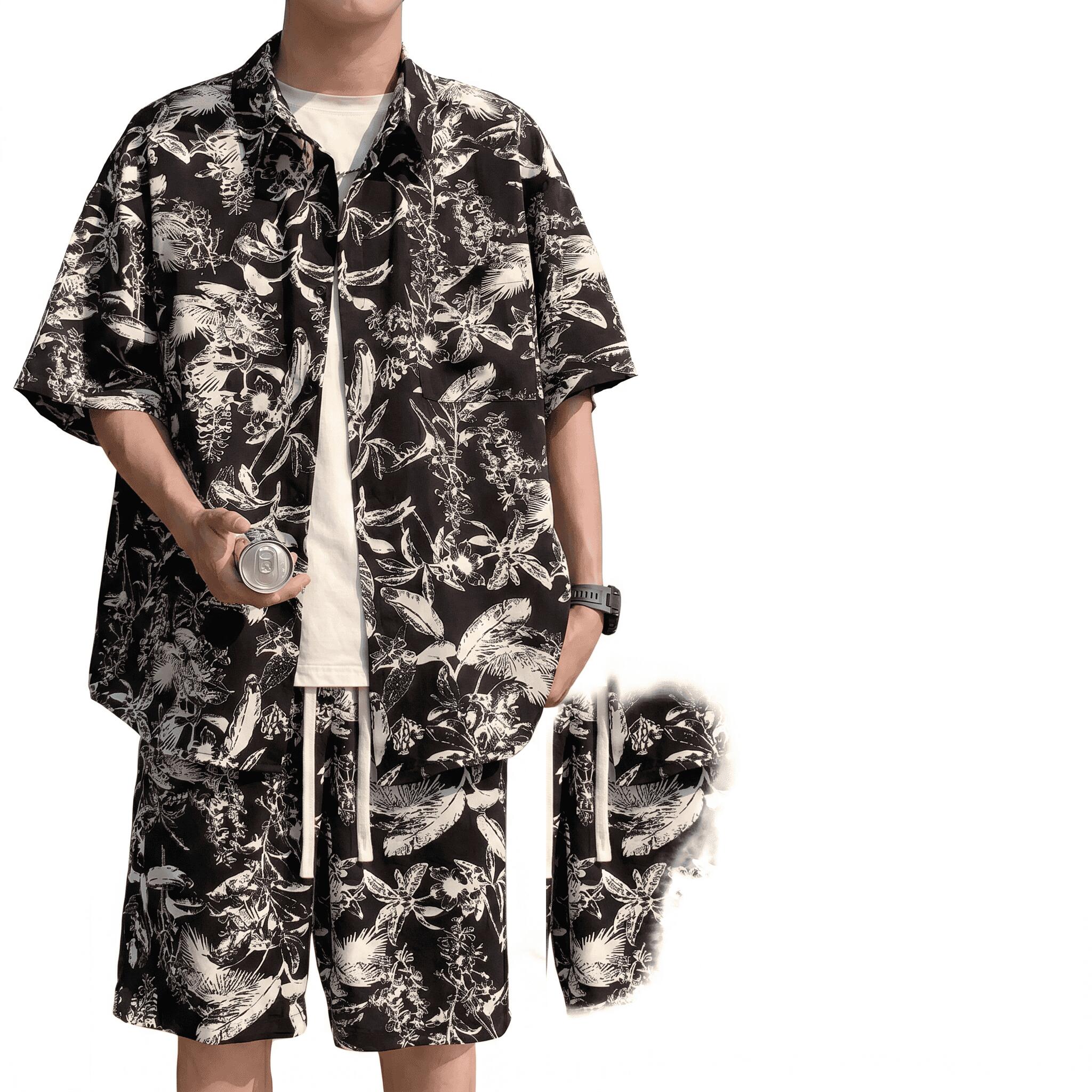 樂天商城 - アロハシャツ セットアップ メンズ 上下セット 夏服 リゾート ビッグシルエット 総柄 サーフパンツ 短パン カジュアル 夏 涼しい おしゃれ かっこいい ファッション 旅行 祭