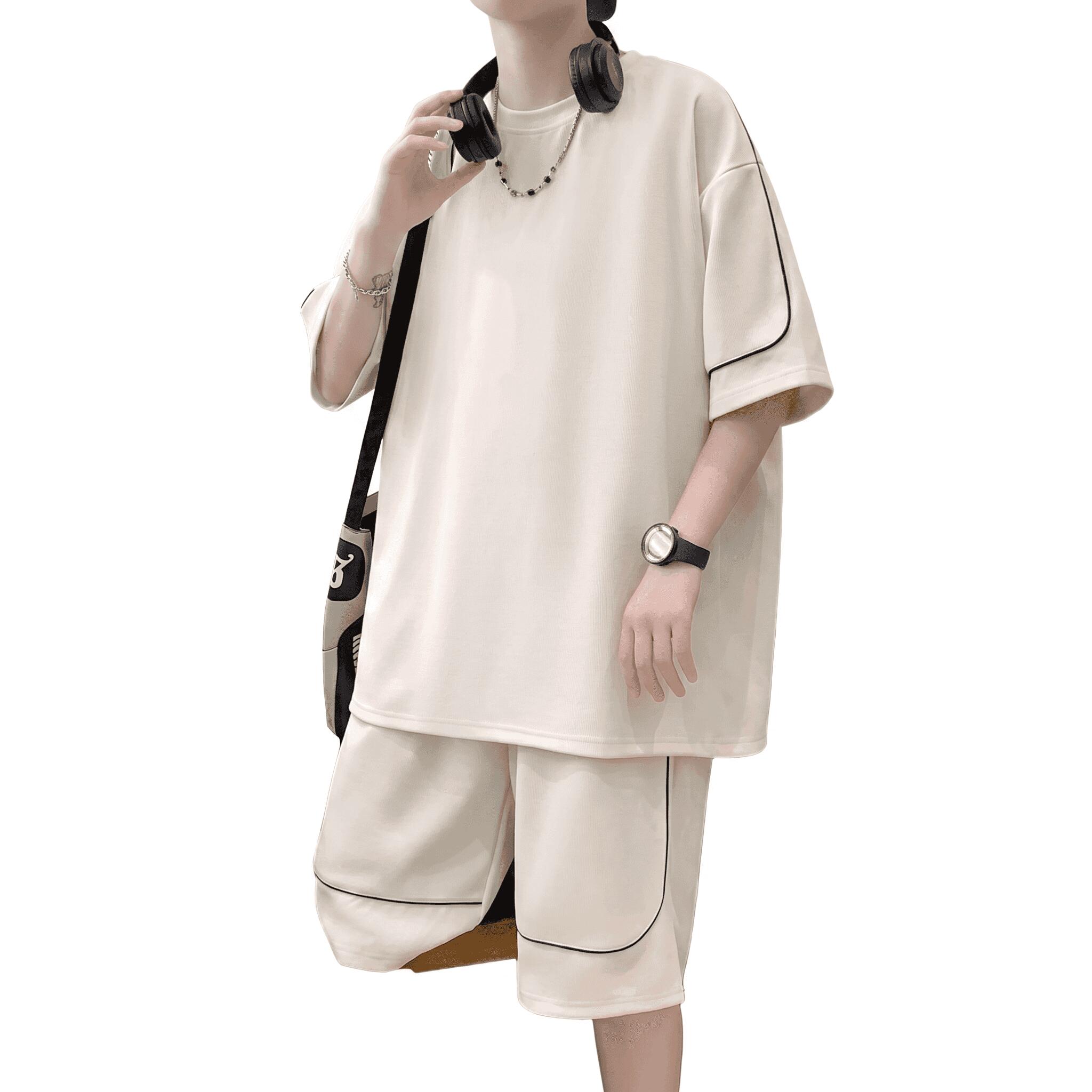 樂天商城 - セットアップ メンズ 上下セット 半袖 Tシャツ ハーフパンツ ビッグシルエット オーバーサイズ カジュアル 部屋着 ルームウェア ゆったり 大きいサイズ 夏 おしゃれ かっこいい ストリート 無地