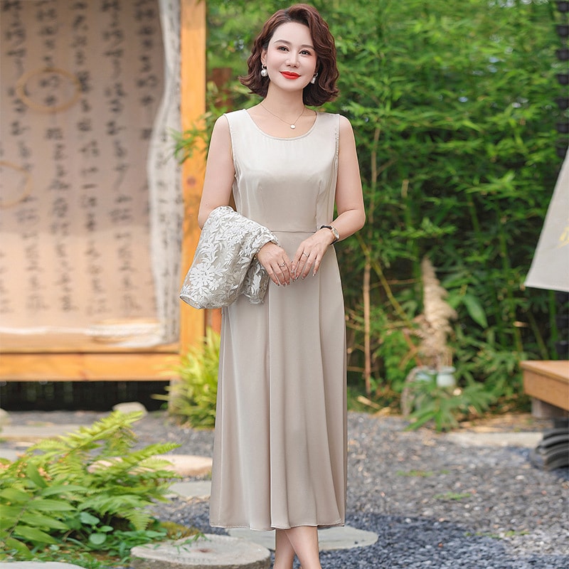 ミディワンピース セットアップ レディース フォーマル レース ボレロ 2点セット 冠婚葬祭 結婚式 披露宴 母親 上品 きれいめ 膝丈 ノースリーブ 半袖 Aライン 刺繍 花柄 光沢感 高級 40代 2
