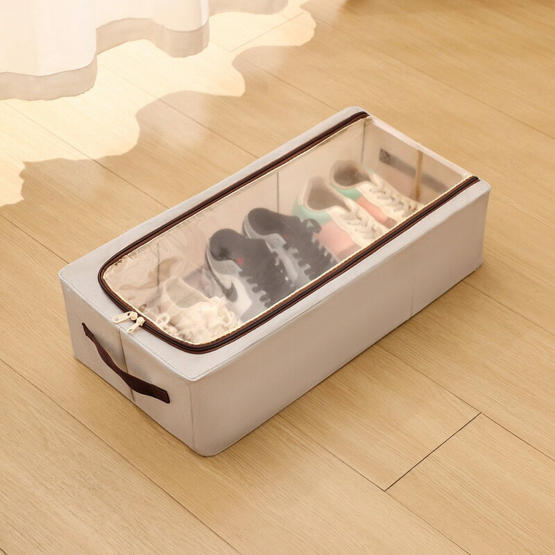 Shoe Cupboards - シューズボックス ベッド下収納 隙間収納 折りたたみ 通気性 大容量 仕切り付き 靴収納ケース 透明窓 整理整頓 防塵 防湿 取っ手付き 丈夫 玄関 押し入れ 収納ボックス