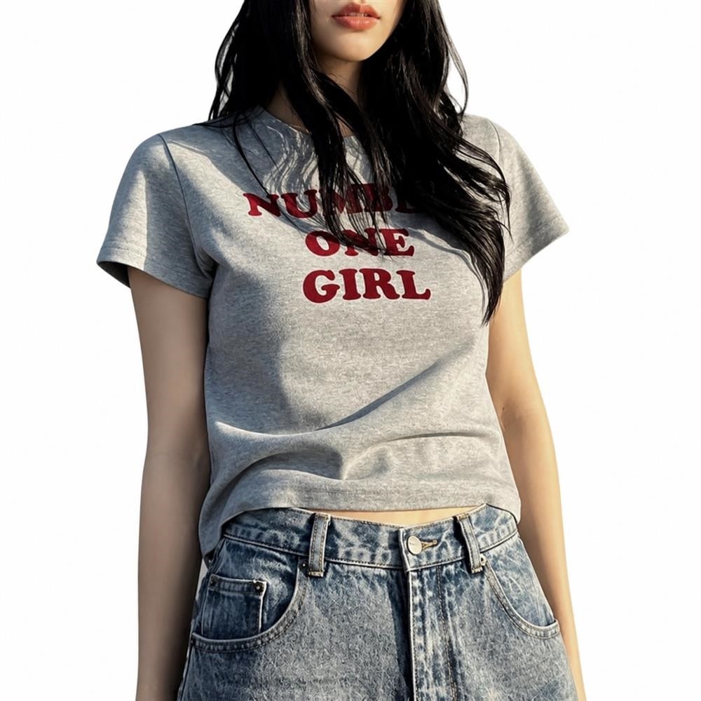 乐天商城 - シャツ レディース 半袖 クルーネック 英字 ロゴ プリント カットソー トップス 夏服 薄手 涼しい おしゃれ かわいい カジュアル ストリート ファッション 部屋着 通学 お出かけ シンプル 快適