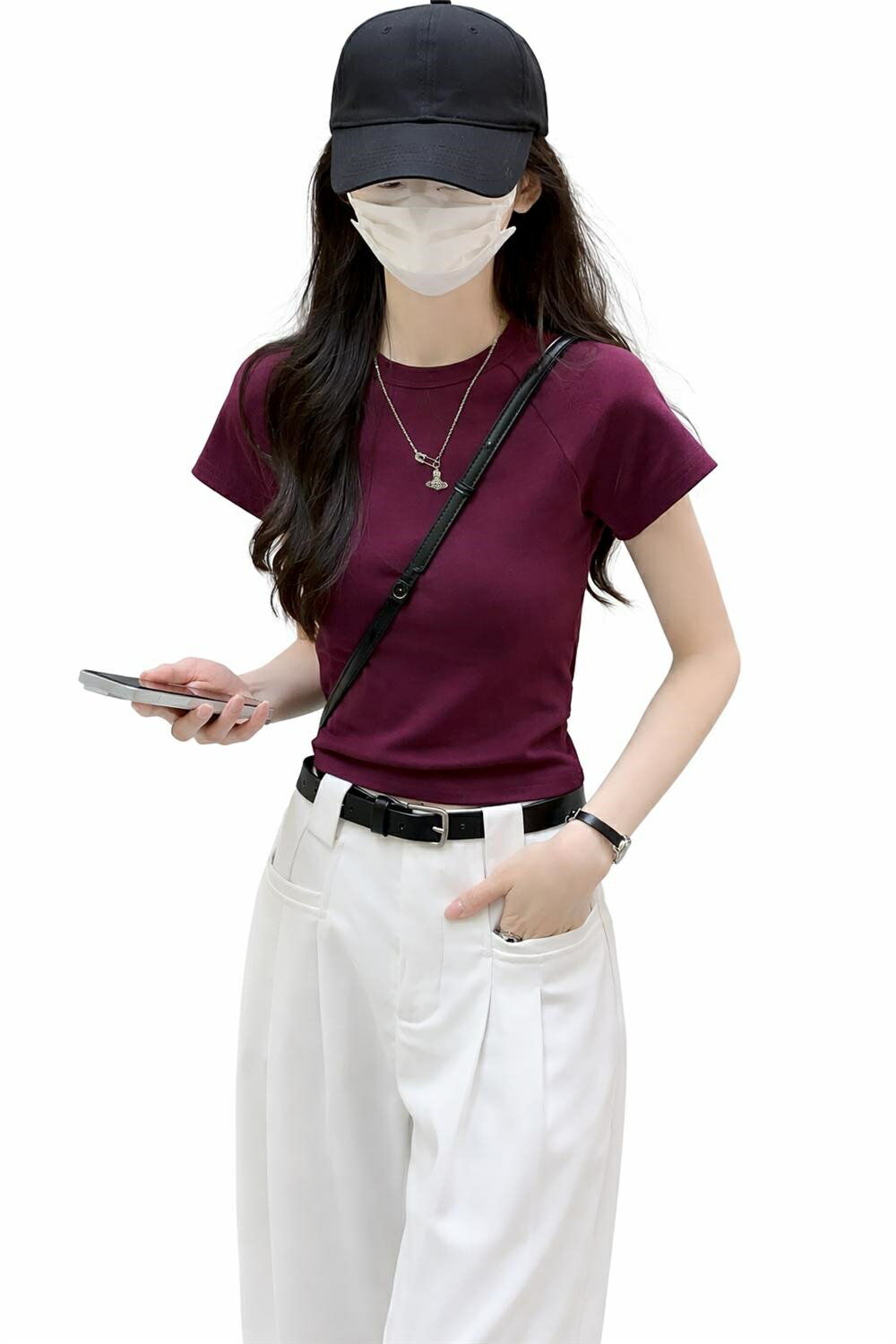 樂天商城 - シャツ レディース バカンススリム クルーネック 半袖 へそ出し ストリート 夏 トップス 普段着 無地 ホイップ プリンセス カジュアル インナー ボディコン ドライ トップス 着痩せ シンプル 伸