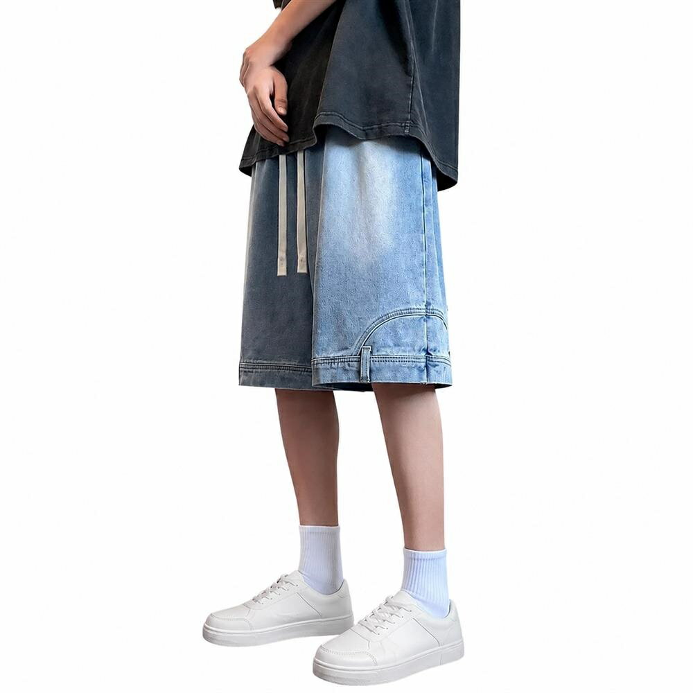 デニムショートパンツ メンズ ワイドパンツ ジーンズ ハーフパンツ ゆったり 五分...