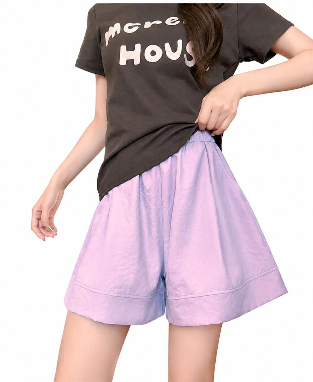 樂天商城 - ショートパンツ レディース 夏 涼しい 接触冷感 ワイドパンツ 短パン ゆったり ウエストゴム 体型カバー Aライン 部屋着 普段着 カジュアル さらさら ルームウェア ボトムス 蒸れない 膝上 軽量