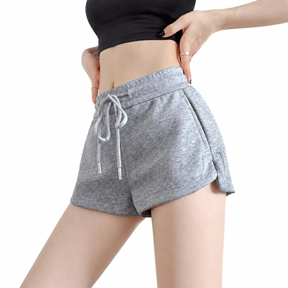 ショートパンツ レディース スポーツ ハイウエスト 短パン ランニング サイドスリット 紐付き 吸汗速乾 ヨガ 着痩せ