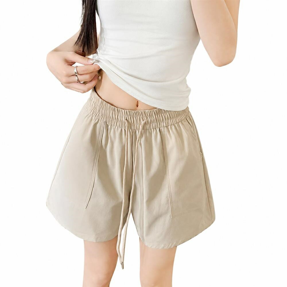 ショートパンツ レディース 夏 ハイウエスト ワイド 短パン Aライン ウエストゴム ...