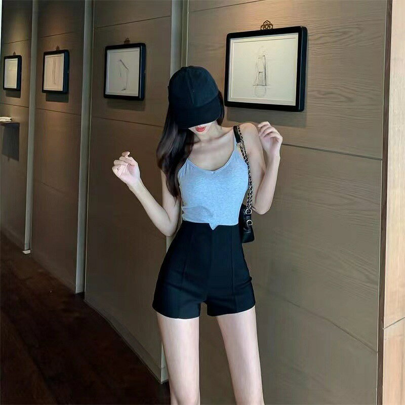 ショートパンツ レディース ハイウエスト ホットパンツ タイト 着痩せ 美脚 脚長効...