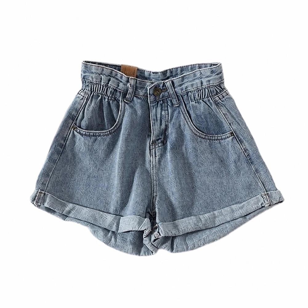 デニムショートパンツ レディース ハイウエスト ウエストゴム ゆったり ワイド ホ...