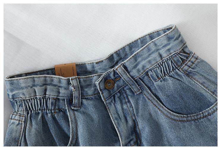 デニムショートパンツ レディース ハイウエスト ウエストゴム ゆったり ワイド ホ...