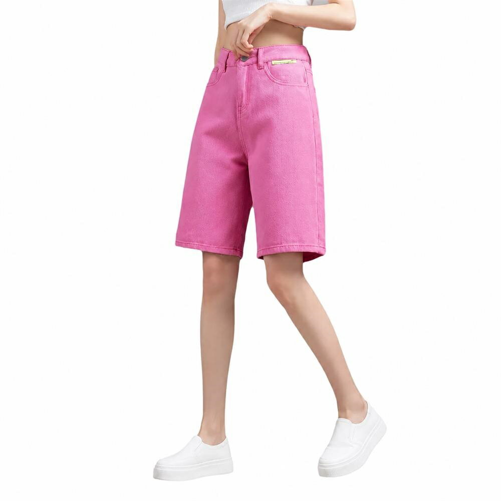 デニム ハーフパンツ レディース 膝丈 5分丈 ハイウエスト ショートパンツ ワイドパンツ 夏 薄手 Aライン 体型カバー 着痩せ カジュアル ストリート ボトムス