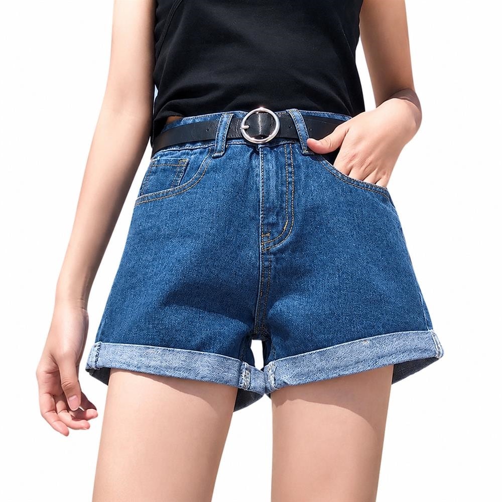 デニム ショートパンツ レディース ハイウエスト ロールアップ ホットパンツ 短パ...