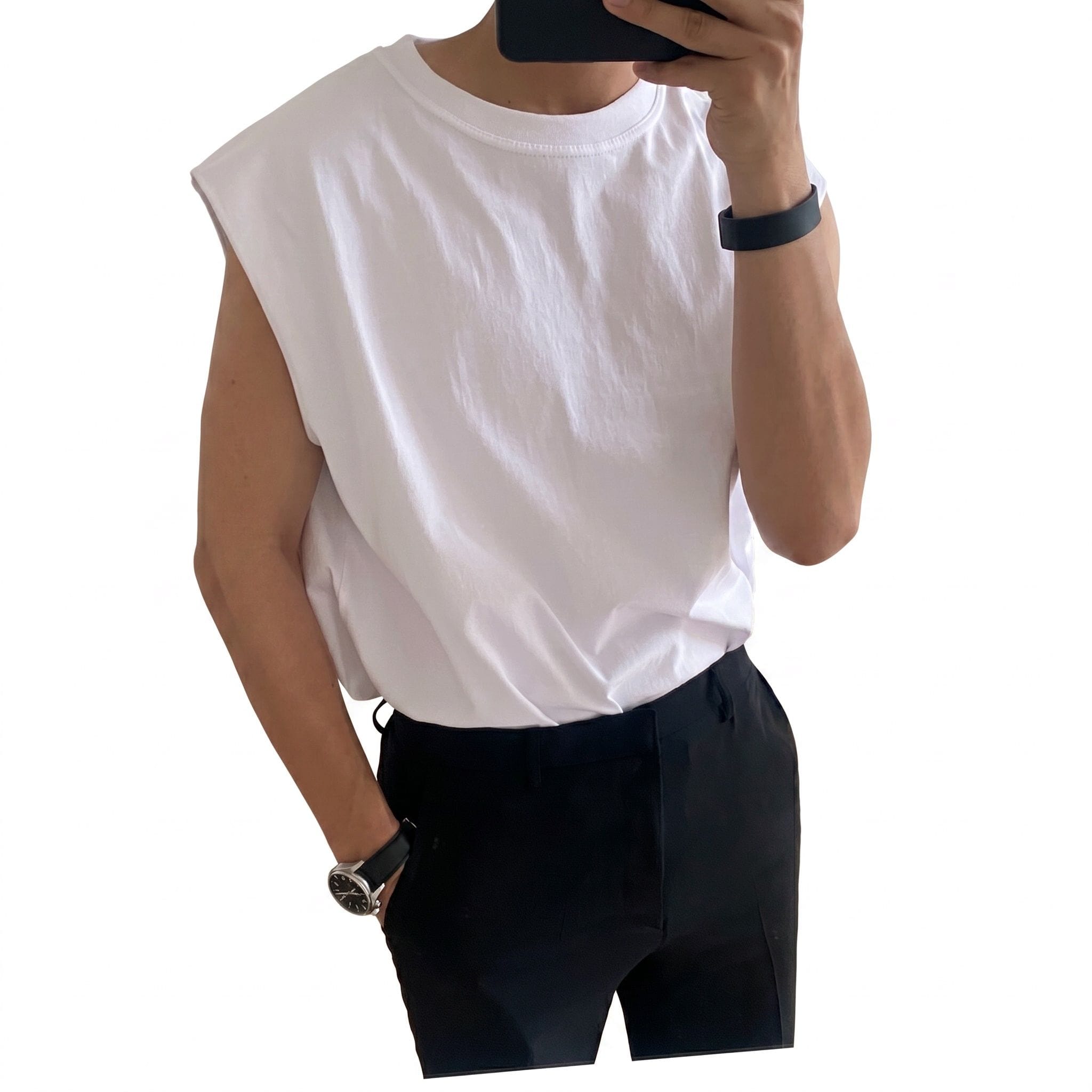 タンクトップ メンズ ノースリーブ Tシャツ 夏服 綿 ゆったり ストリート系 ファッション クルーネック 無地 おしゃれ インナー 運動着..