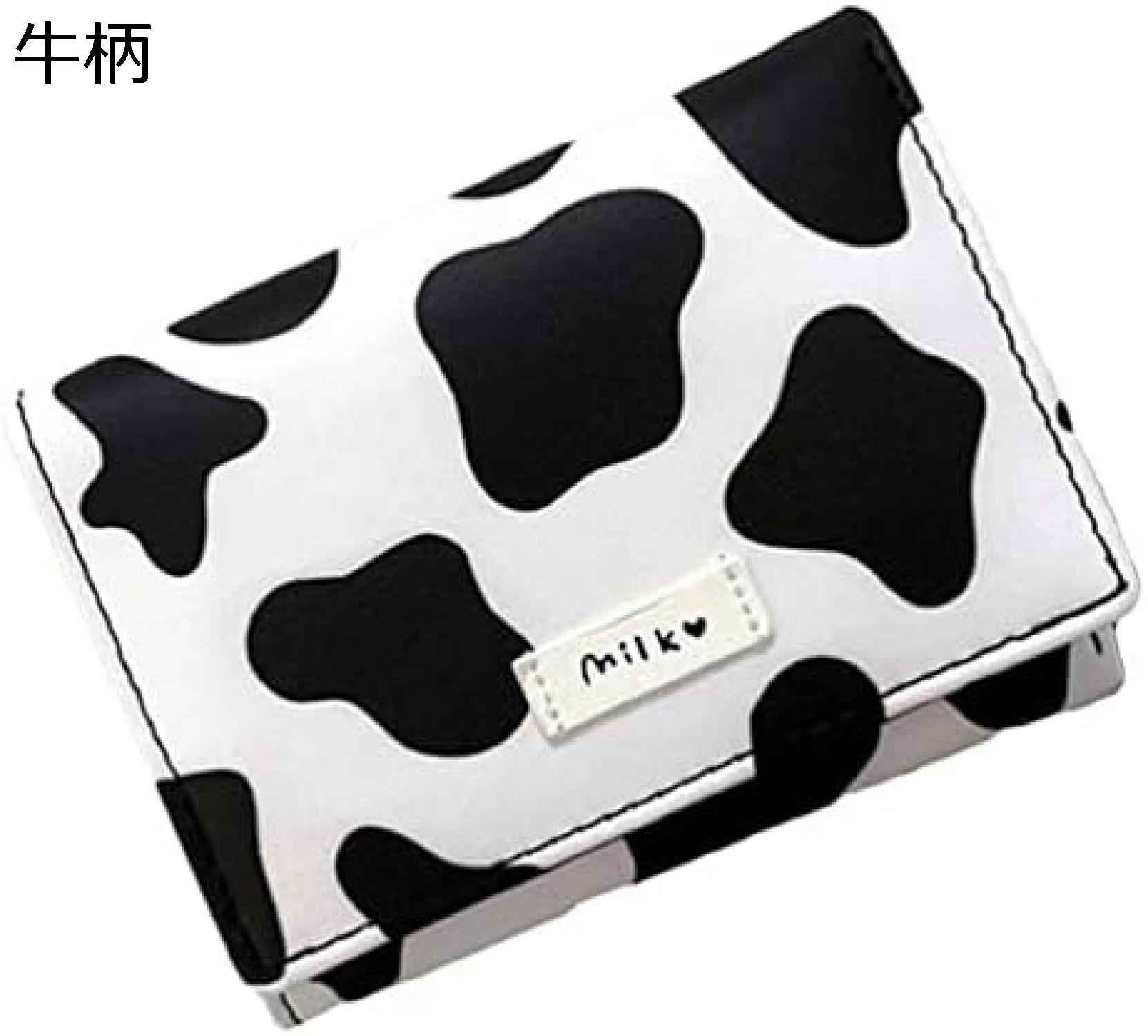 三つ折り レディース財布 かわいい 牛柄 財布 ミニクレジットカード財布 小型牛財布 短財布 実用現金財布 女の子用 ファッション 10.7X8.3CM