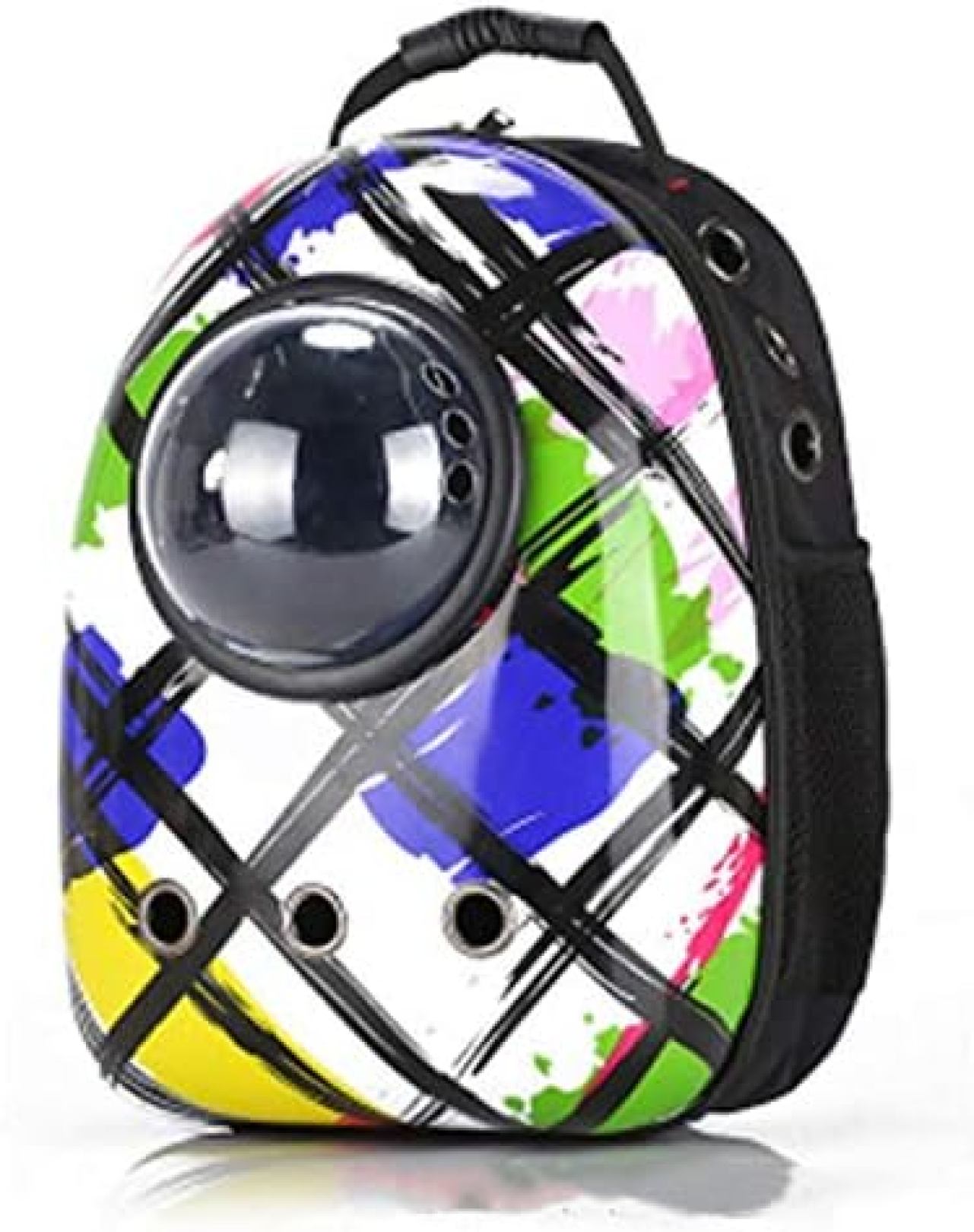 　　　 ◆◇◆売れている秘密◆◇◆ 本体重さ：約1.2KG,製品サイズ：30*22*43 cm,耐荷重：6KG程度までのペット用。 素材：PC＋オックスフォード 多機能デザイン：PC素材とオックスフォード素材の組み合わせで、リュックとしてもバッグとしても使えます。 握りやすいグリップ：手で持つ際に滑りにくいグリップが付いているので、安心してペットを運ぶことができます。 通気性抜群：両側のメッシュデザインで、ペットが快適に過ごせる通気性を実現。 安全性も充実：飛び出し防止用ハーネスフックと透明ドームデザインで、ペットの安全をしっかり守ります。 　　　◆◇◆注意事項◆◇◆ご覧のモニターの環境、撮影環境により実物と色味が異なって見える場合がございます。湿った状態で他のものと擦り合わせると色が移る恐れがあります。濃色品の洗濯時は、白色、淡色と分けて洗ってください。説明 宇宙船カプセル型ペットバッグ - 犬猫兼用リュック型ペットキャリーケージ【スタイル2】本体重さ：約1.2KG,製品サイズ：30*22*43 cm,耐荷重：6KG程度までのペット用。 素材：PC＋オックスフォード 多機能設計で便利！PC＋オックスフォード素材のキャリーバッグはリュックとしても使用可能。普段使いにもピッタリです。 滑りにくい設計で安心！本体上部には握りやすいグリップを搭載しました。ペットとのお出かけも安心です。 通気性抜群！リュックの両端がメッシュデザインで通気性が良く、ペットも快適に過ごせます。 安全第一！飛び出し防止用ハーネスフック付きで、ペットの安全を確保します。透明のドームでいつでもかわいいペットの顔が見えるのもポイントです。