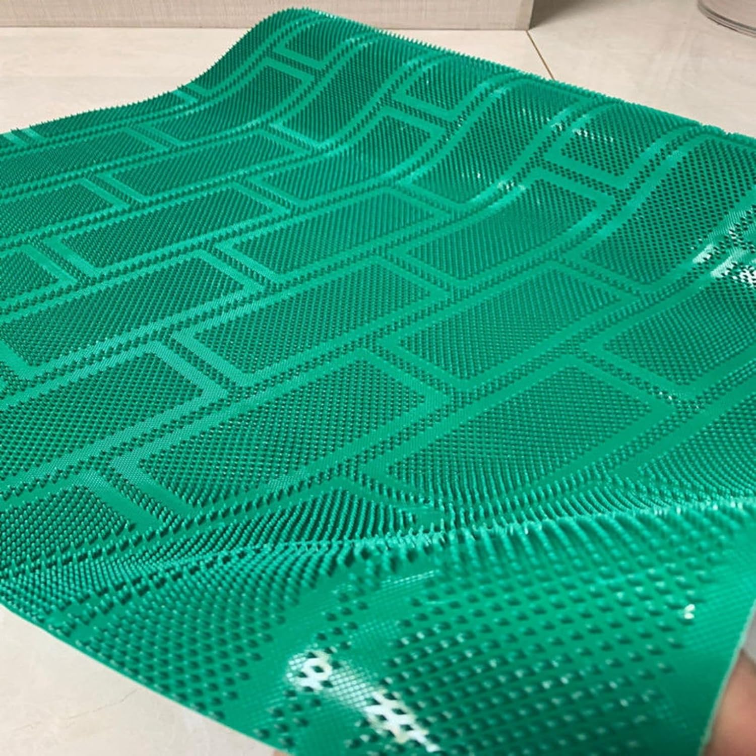 玄関マット カットでき 大判 浴室マット 足ふきマット オールシーズン PVC ベランダマット 滑りにくい 泥除け 撥水加工 洗濯簡単 防カビ トイレ 店舗用 業務用 室外 家庭用 グリーン 90×3