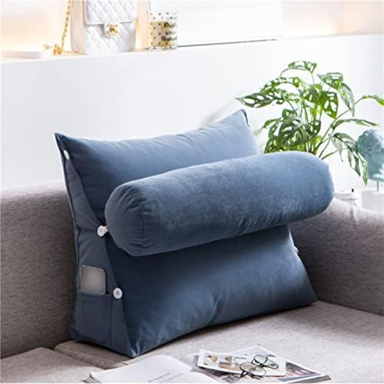 三角 ウェッジ クッション ヘッドボード枕 様式2 ベッドサイド ベッド用 背もたれ 60*50*20cm クッション 洗える 単色 背もたれ ウェッジ枕 北欧 ベッド読書枕カバー パッド 通気性 三
