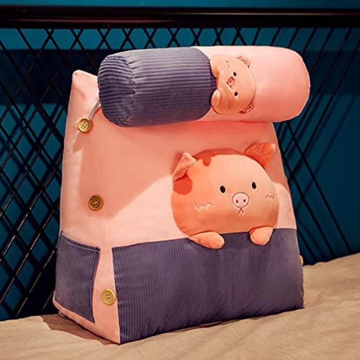 三角 ウェッジ クッション 45*42*23cm ウェッジ枕ヘッドボード おしゃれ ベッド背もたれ 枕 コットン ジッパー付き 洗える 背もたれ レストクッション 座椅子 ベッド用 腰楽クッション ソ