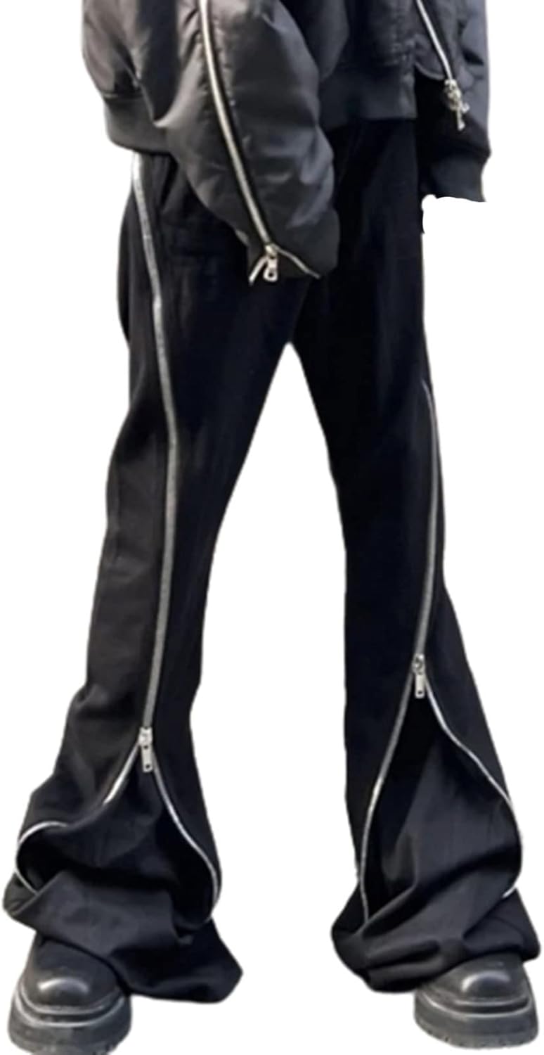 フレアパンツ メンズ デニムパンツ シューカット ブーツカット ベルボトム 大きいサイズ ファスナー飾り ロングパンツ 大きいサイズ ジーンズ モード系 ハイストリート カジュアル Gパン ヒップホッ