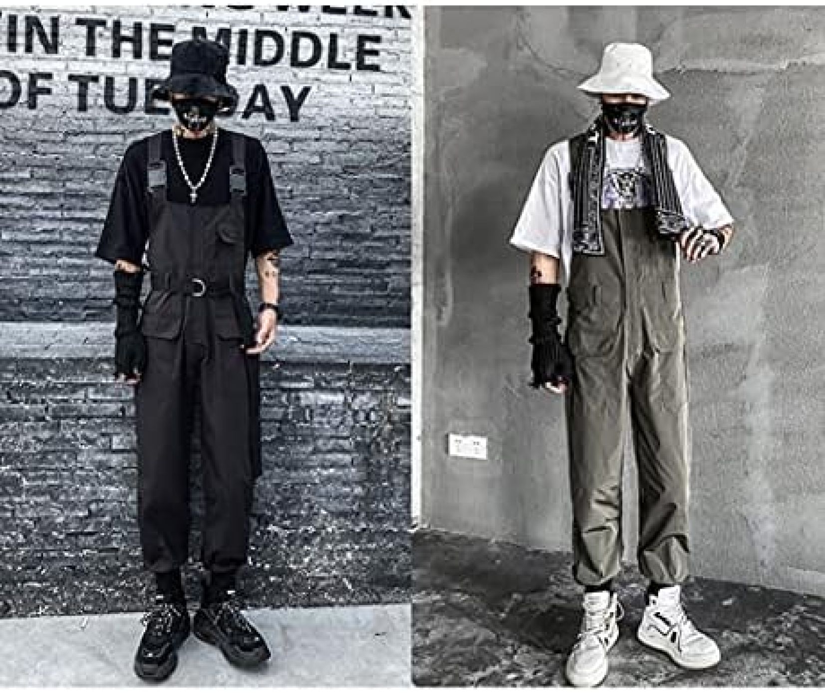 Nartoostonのオーバーオール メンズ 作業着 サロペット ロングパンツ カーゴパンツ 大きいサイズ つなぎ 作業服 おしゃれ カジュアルパンツ オールインワン 黒 ヒップポップ ストリート系｜アングル2