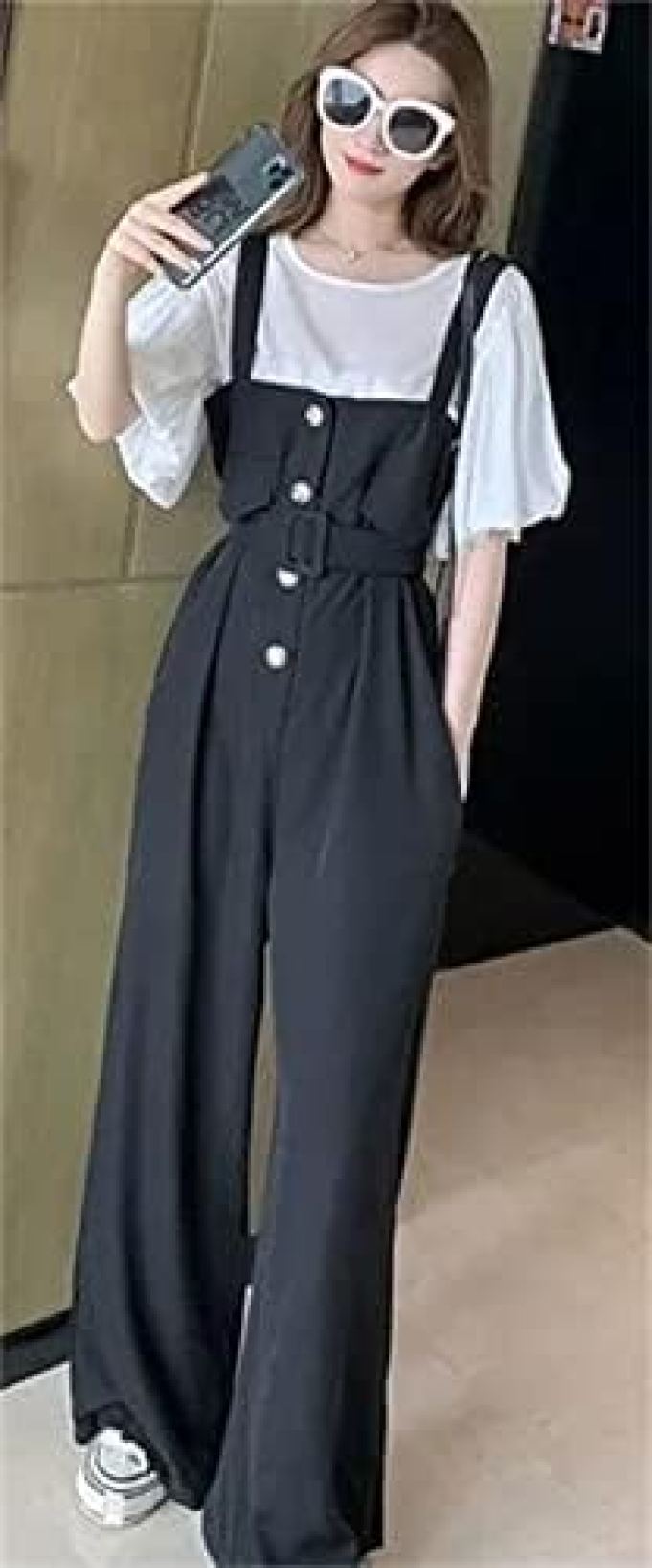 Nartoostonのサロペット レディース サロペットパンツ オーバーオール ワイドパンツ ロングパンツ ジャンパーズボン ボトムス オールインワン パンツスーツ ブラック ゆったり 体型カバー 美脚 着痩せ ロング マ｜アングル3