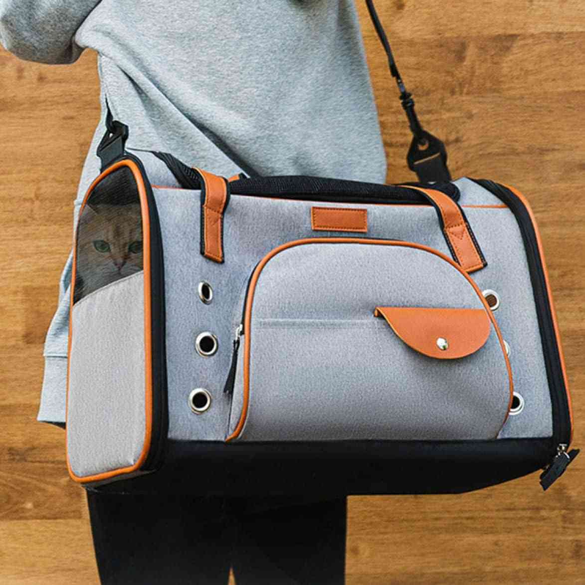 【10％OFFクーポンあり】2WAY ペットキャリー 犬 グレー キャリーバッグ 猫 キャリーバッグ 犬 ドライブボックス ペット キャリー 猫 ショルダー マット付き 手提げキャリーバッグ お洒落 通気性 折りたたみ おでかけ