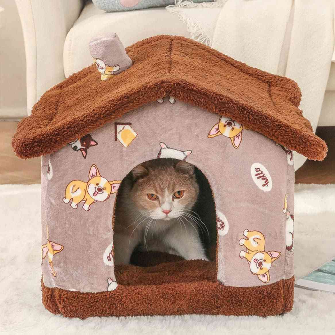 　　　 -------商品詳細------- 【商品仕様】サイズ:Sサイズ：38*32*32cm（猫：推奨体重3.5kg以下）;Mサイズ：48*40*40cm（猫：推奨体重7.5kg以下）;Lサイズ：52*43*43cm（猫：数匹）◎用途：猫、小型犬、うさぎなどのくつろぎスペースとして。 【高品質素材】：温かみのある北極ベルベットと高弾性スポンジ素材で、柔らかく、着心地が良く、通気性があり、破れたり噛んだりしにくく、髪の毛がくっつきにくく、お手入れも便利です。防水性と滑り止めの底面、防湿性があり、湿気によるペットの皮膚病を効果的に防ぎます。 【防寒?保温】保温性が高いペットハウスは、入口の開口部が小さく設計されており、外の風を有効に遮断でき、しっかり熱量を閉じて、暖かさを保ちます。愛犬愛猫の防寒対策品として大活躍間違いなしの逸品です。 納期について、お支払い確定後在庫のある商品は通常7〜10営業日ほどでのお届けとなります。祝日になると出荷時間が少し遅くなります。ご理解をお願い致します。 【ふわふわ】中敷きクッションが付き、とってもふわふわであったたかいです。中敷きクッションは取り出しができ、お手入れも簡単です。 いつでも清潔感を保ち、ペットが快適に眠れます。 【取り外し可能、折りたたみ可能】：ペットハウスでのバクテリアの繁殖を防ぎ、ペットの健康を効果的に保護し、ペットを清潔な家に、掃除と保管が簡単で、組み立てが簡単な、取り外し可能で洗えるデザイン。説明 保温防設計 ふわふわで寝心地最高 猫 ハウス ペットちやんに快適性と安全性を与える 製品仕様： 仕様:半密閉型、ドーム型 サイズ： Sサイズ：38*32*32cm（猫：推奨体重3.5kg以下） Mサイズ：48*40*40cm（猫：推奨体重7.5kg以下） Lサイズ：52*43*43cm（猫：数匹） 適用対象:猫、小型犬、小動物。（トイプードルやチワワ、ミニチェアダックス、柴犬、シー?ズー、マルチーズ等の小型犬、うさぎなどの小動物対応できます。 真空包装なので、最初に受取った時、少しの変形があります、製品を受け取ったらパッケージを開き、ふわふわするように、手動で調整しておねがいします。 おしゃれなディザイン：安定感と通気性両方考えたデザインで、ワンちゃんと猫ちゃんが大喜び。 ●【心地よい生地、保温 寒さ対策】 半密閉型のデザインで、猫や犬の安心感を高めます。ベッドは綿質で作られてるので、生地が保温性高く、しっかり熱量を閉じて、暖かくペットを包んでくれます。中には健康に優しいPP綿を充填して、愛犬や愛猫が寝るときの圧力を分散して、体の重量をしっかり支えます。 ●【水洗い可&いつも清潔に】 底部にすべり止め加工と防湿材料を採用して、床の湿気を遮断でき、ペットの健康を保証できます。水洗い/洗えるので、いつでも清潔。ペットベッド本体は水洗い可能なので、汚れたら綺麗に洗濯できます。 ●【通年タイプ、四季適用】 ワンちゃんやネコちゃんにおすすめの通年タイプのベッドです。秋冬の寒さ対策はもちろん夏場のエアコンの冷え対策にも大活躍、季節を問わずにお使いいただけます。どんなお部屋にも馴染み易いシックなカラーとデザインがオシャレなペット用ベッドです。 ご注意： ◆海外輸入品なので、圧縮されて届いてしわが寄ってかもしれません。使用には邪魔にならないです。予め、ご了承下さい。 ◆撮影時の照明やPC設定 環境によりまして、画面上と実物の色具合に差異がある場合がございます。 ◆上記サイズは平置き実寸になります。サイズ表の実寸法は商品によって2-3cm程度の誤差がある場合がございますので、予めご了承ください。