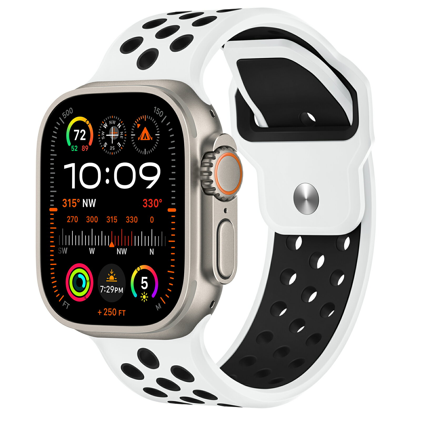 Nartooston スポーツバンド Apple Watch Ultra 2 バンド メンズ対応 ソフトシリコンストラップ シリーズ 10/9/8/7/6/5/4/3/2/1/SE 49mm 45mm 46mm 44mm 42mm（シリーズ 3 2 1）対応 - 快適で通気性のある iWatch リストバンド