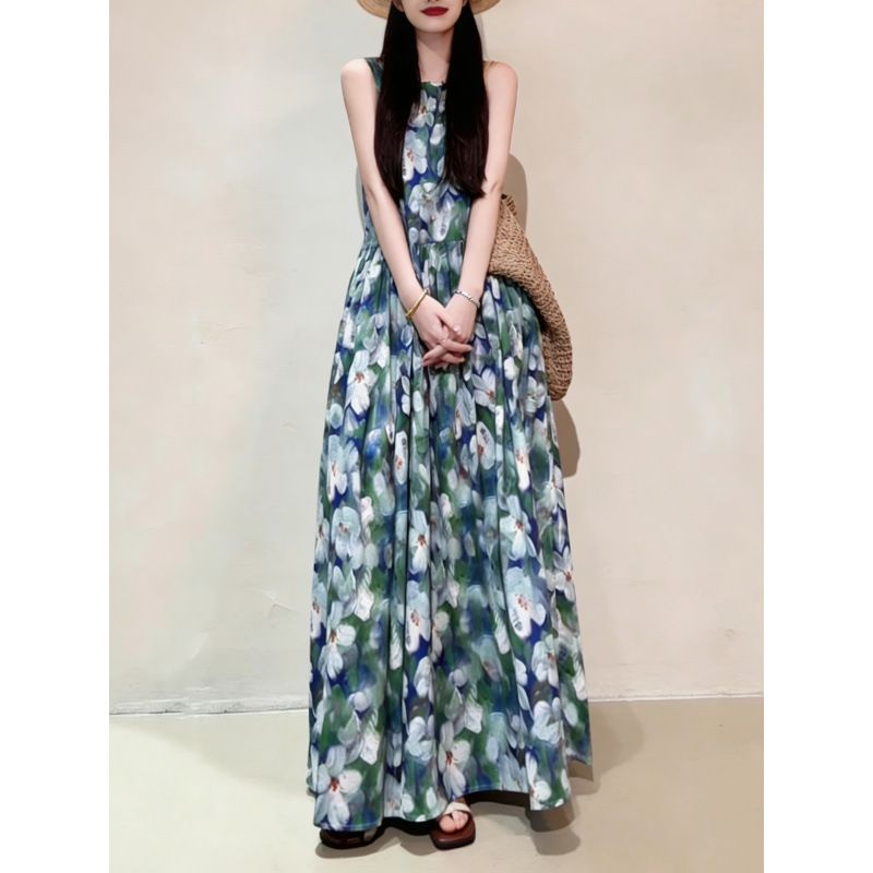 ロングワンピース レディース ノースリーブ マキシ丈 花柄 エーライン フレア ワンピース 体型カバー 着痩せ 大人可愛い 総柄 リゾート ワンピース お出かけ 旅行 海 ビーチ カジュアル 夏 きれ comsys-r-10051999 Nartooston サンプル画像2