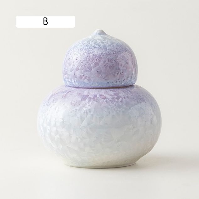 茶筒 密閉 陶器 ひょうたん型 茶缶 キャニスター ミニ 保存容器 窯変 結晶釉 茶葉...