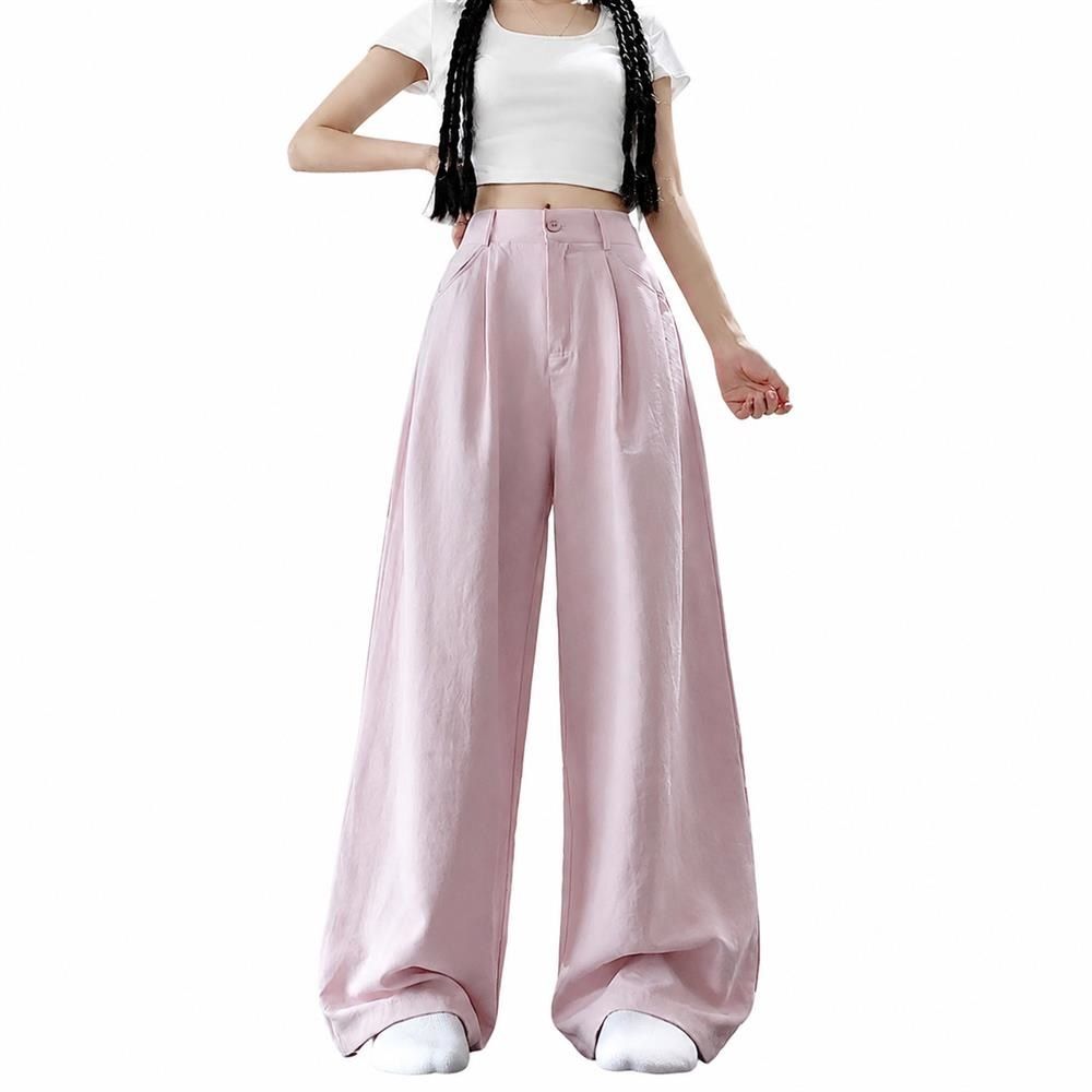 ワイドパンツ レディース ハイウエスト 落ち感 ゆったり ボトムス タックパンツ ストレート ロングパンツ カジュアル 体型カバー 美脚 着痩せ 春 夏 秋 部屋着 普段着 通勤 オフィス