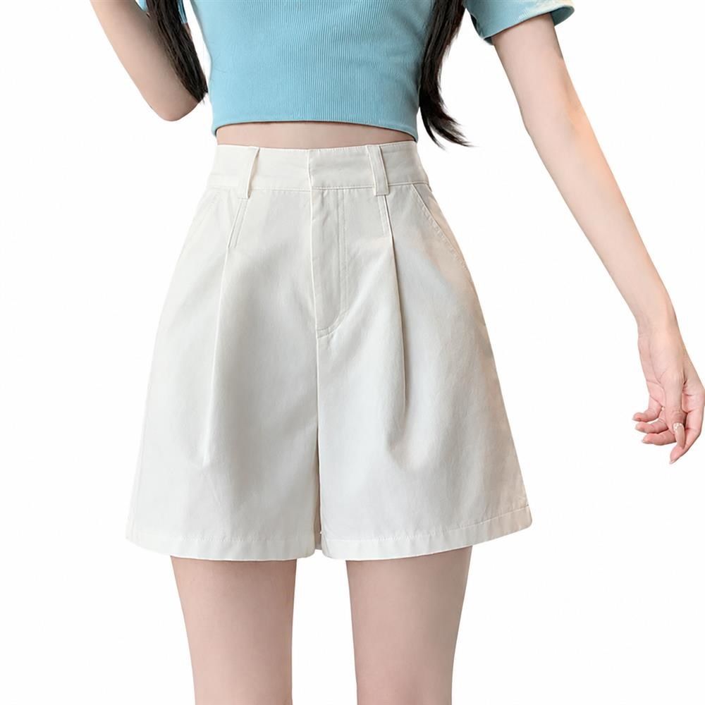 ショートパンツ ハーフパンツ レディース ベルト付き ハイウエスト Aライン 美脚 ...