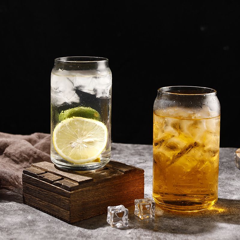 グラス 缶型 コップ 350ml+500ml 大容量 おしゃれ タンブラー ビアグラス ビール アイスコーヒー ハイボール カフェ ジュース 炭酸 広口 耐熱ガラス 北欧 食器 来客用