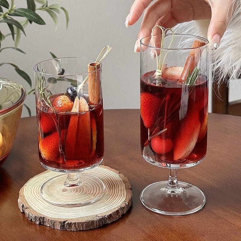 ホットワイングラス 耐熱ガラス ゴブレット おしゃれ 脚付きコップ 315ml+375ml クリスマス レトロ カクテルグラス デザートカップ おうちカフェ