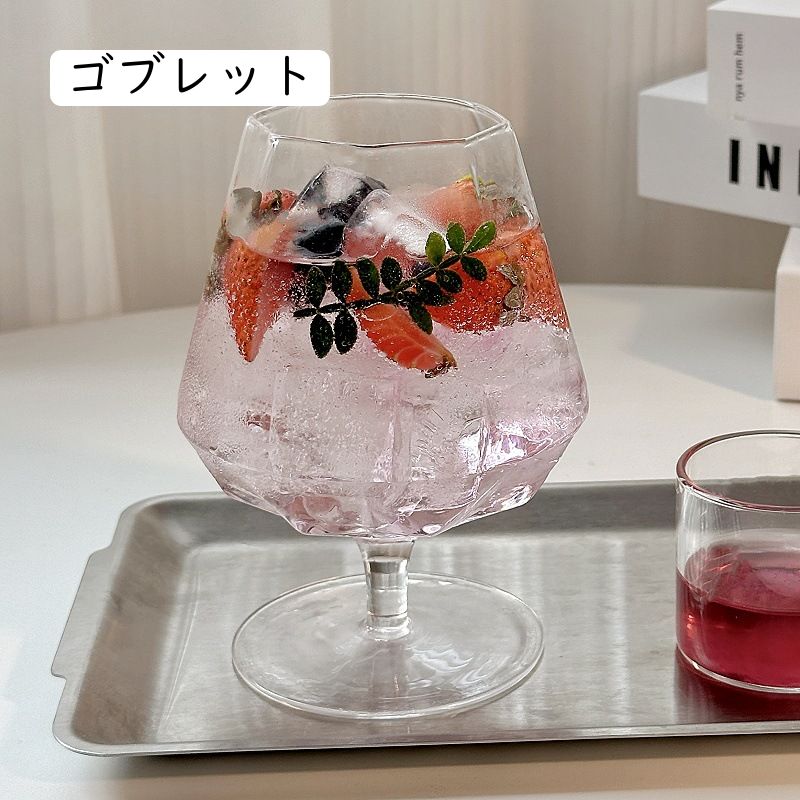 Nartoostonのゴブレット グラス おしゃれ レトロ ダイヤカット 脚付き コップ おうちカフェ 多面体 ガラス デザートカップ パフェグラス ビール カクテル ジュース 普段使い 来客用 パーティー 飲食店 プレゼ｜アングル3